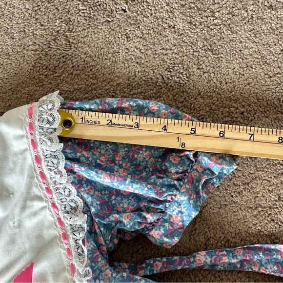 Handmade VTG Floral Sailor Collar Girls Dress Lace Trim Cottagecore Prairie 90s - Picture 9 of 9
